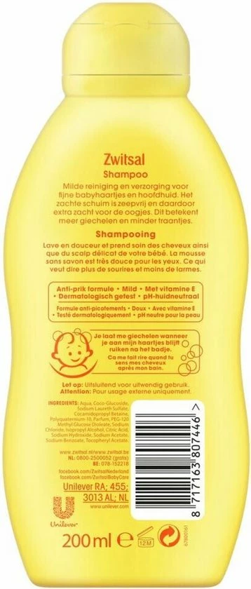 6x Zwitsal Shampoo 200 Ml 4 6x Zwitsal Shampoo 200 Ml - Afbeelding 2