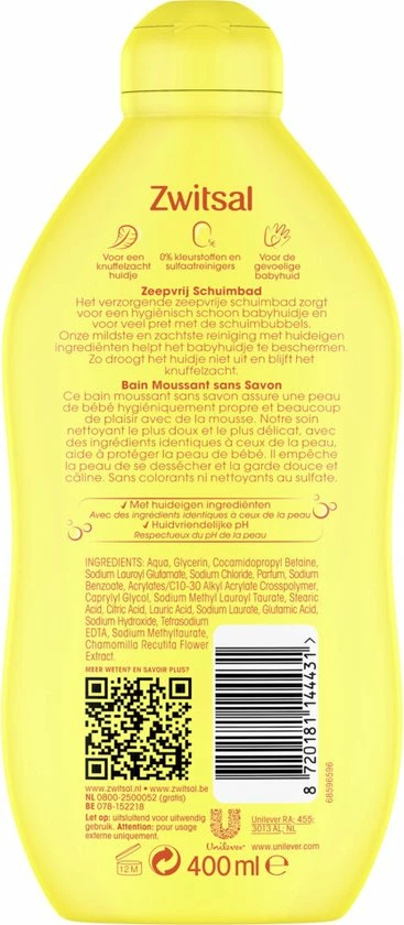 Zwitsal - Zeepvrij Schuimbad - 3 X 400 Ml - Voordeelpack 7 Zwitsal - Zeepvrij Schuimbad - 3 X 400 Ml - Voordeelpack - Afbeelding 5