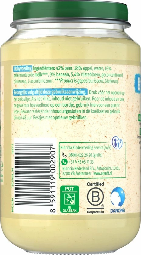Olvarit Fruithapje 8+ Maanden Peer Appel Zuivel- 6 X 200g 10 Olvarit Fruithapje 8+ Maanden Peer Appel Zuivel- 6 X 200g - Afbeelding 8