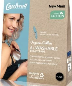 Carriwell Zoogcompressen - Biokatoen - Wasbaar - Zwart 6 Stuks Met Wasnet