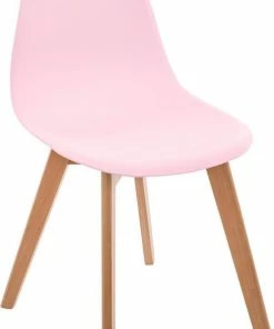 Atmosphera Scandinavische Kinderstoel Roze Met Houten Poten - 34x30x58cm - Basic Kinderstoel