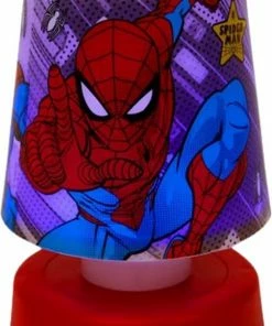 Merkloos Nachtlampje Druklamp Spider Man - Rood / Blauw - Kunststof - 8 X 8 X 12 Cm - Lampje - Nachtlampje - Lamp - Licht