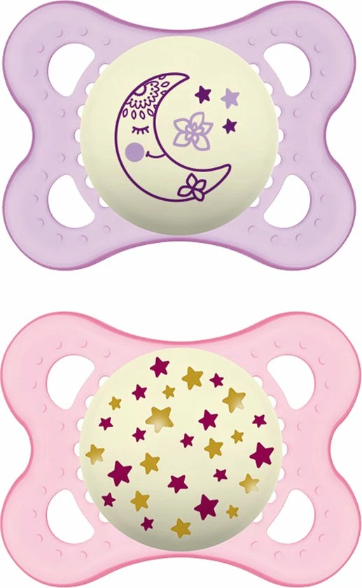 MAM Fopspeen Nacht | Mam Fopspeen Night | Glow In The Dark Fopspeen | Roze | 0-6 Maanden | 2 Stuks 3 MAM Fopspeen Nacht | Mam Fopspeen Night | Glow In The Dark Fopspeen | Roze | 0-6 Maanden | 2 Stuks
