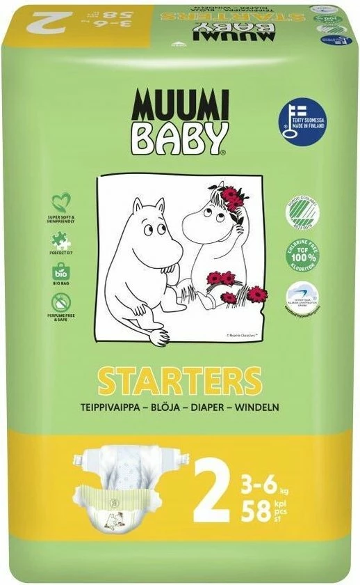 Eco Muumi Baby Luiers Maat 2 - 3-6 Kg - 58 Stuks - Ecologisch 9 Eco Muumi Baby Luiers Maat 2 - 3-6 Kg - 58 Stuks - Ecologisch - Afbeelding 7