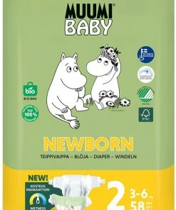 Eco Muumi Baby Luiers Maat 2 - 3-6 Kg - 58 Stuks - Ecologisch