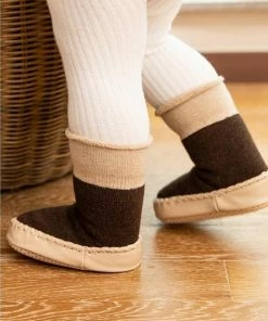 Hee! Baby Handmade Slofjes ,bruin, 0-12 Maanden, Baby Sloffen