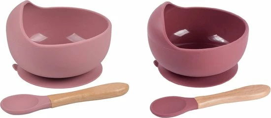 MINIIYOU 2 Stuks - Baby Bordjes Met Zuignap Met Lepel - Roze - Siliconen Kommetjes 3 MINIIYOU 2 Stuks - Baby Bordjes Met Zuignap Met Lepel - Roze - Siliconen Kommetjes