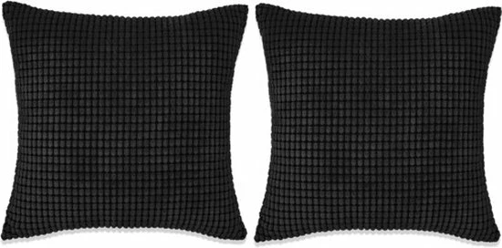 VidaXL Sierkussenset 60x60 Cm Velours Zwart 2-delig 3 VidaXL Sierkussenset 60x60 Cm Velours Zwart 2-delig