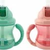 Nûby - Flip-It Antilekbeker Met Handvatten - 2-pack - Roze & Groen - 240ml - 12m+