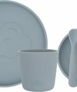 Jollein Kinderserviesset Siliconen 4-delig - Storm Grey