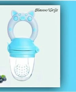 Bob Online ™ - Blauw Baby Fruitspeen En Bijtring In- Een Met Medium Speen - Fruitzuiger – Blauw Fruit Fopspeen Voorkomt Verstikking - Kinderbestek - Babyvoeding - Fruitspeen - Babyspeen Voor Groenten En Fruit – Blue Baby Fruit Pacifier & Teether In-1