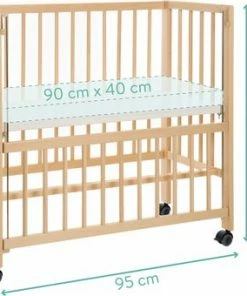 Wieg - Co-sleeper - 2 In 1 - 90 X 40 Cm - Incl. Matras - Nature - Massief Beukenhout Fillikid -Sophie Shop 550x340