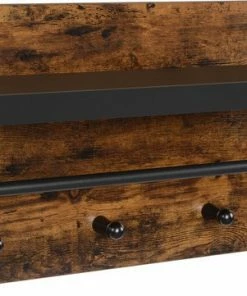 Furnihaus Wandkapstok Bruin Met Zwarte Hoedenplank, 3 Hangers En Garderobestang, Afm. 60 X 21.5 X 40 Cm -Sophie Shop 550x361 7