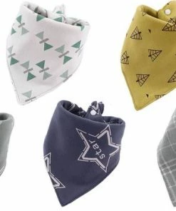 MINIIYOU 5 Stuks Bandana Slabbetjes - Blauwe Ster Geel Groen