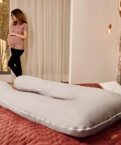 Telano Zwangerschapskussen 100% Katoen XXL | Extra Hoes En Opbergtas | 100% Katoenen Hoes | 2500 Gram Vulling| Voedingskussen | U Vorm | Extra Groot | Zijslaapkussen | Grijs -Sophie Shop 550x365 4