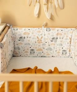 Sensillo Baby Bedbumper - Bedomrander - Anti Stootrand Ledikant - Bed Zijbeschermers - 180x30cm - Wafel Grijs Uiltjes -Sophie Shop 550x366 167