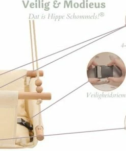 Hippe Schommels Baby / Kinder Schommel - Baby Swing OffWhite - Ergonomische Schommelstoel - Inclusief Zachte Kussens, Veiligheidsriem En Bevestigingsmaterialen -Sophie Shop 550x368 3