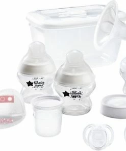 Tommee Tippee Made For Me - Startpakket Voor Borstvoeding - Bestaande Uit Een Handmatige Borstkolf, Zuigflessen En Spenen, Een Sterilisatordoos, Fopspenen, Zoogkompressen, Bewaarbakjes Voor Moedermelk En Bijbehorende Deksels