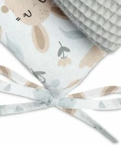 Sensillo Baby Bedbumper - Bedomrander - Anti Stootrand Ledikant - Bed Zijbeschermers - 180x30cm - Wafel Grijs Uiltjes -Sophie Shop 550x382 1