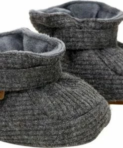 En Fant - Pantoffels Voor Baby's - Rib - Antraciet Gemeleerd - Maat 19-20EU