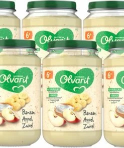 Olvarit Fruithapje 6+ Maanden - Banaan Appel Zuivel - 6 X 200g -Sophie Shop 550x403 1