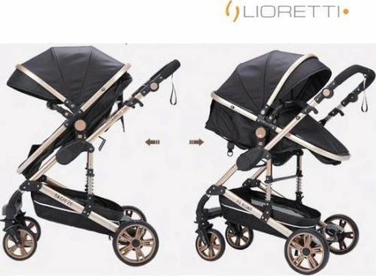 Merkloos Lioretti Luxe Baby Buggy 3 In 1 | Baby Wagen | Kinderwagen Met Stoel En Wieg | Inklapbaar | Hoge Kwaliteit | Combi | Zwart 13 Merkloos Lioretti Luxe Baby Buggy 3 In 1 | Baby Wagen | Kinderwagen Met Stoel En Wieg | Inklapbaar | Hoge Kwaliteit | Combi | Zwart - Afbeelding 11