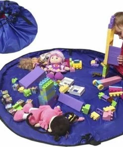 BG4U 2 In 1 Speelgoed Opberg Kleed | Speelgoed Organizer | Speelmat Voor Kinderen | Opbergzak Speelkleed | Diameter 1.5 Meter | Kleur Blauw