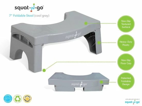 Squat-n-Go Squat-n Go Toiletkrukje Inklapbaar Grijs - Juiste Houding Op Toilet 12 Squat-n-Go Squat-n Go Toiletkrukje Inklapbaar Grijs - Juiste Houding Op Toilet - Afbeelding 10
