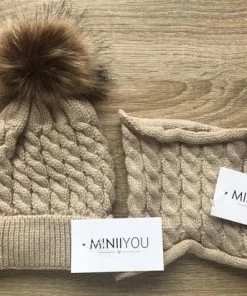 Merkloos MINIIYOU - Set Muts En Colsjaal - Baby 3-9 Mnd - Beige -Sophie Shop 550x412 45