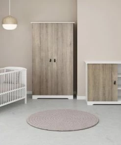 Cabino Bebies First Babykamer Dean Luxe - Babybed & Commode & Kast -Verstelbare Bodem - Wit/Eiken