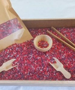 Merkloos Speelbak Set - Princess - Incl. Rijst En Accessoires - Montessori Sensorisch Open-ended - Zand Speelzand Sensory Speelrijst Fijne Motoriek - Bak Basisset Sensomotorisch Loose Parts Open End Play - Sinterklaas Cadeau Lijstje