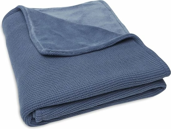 Jollein Baby Deken Ledikant 100x150cm Basic Knit - Jeans Blue/Fleece 12 Jollein Baby Deken Ledikant 100x150cm Basic Knit - Jeans Blue/Fleece - Afbeelding 10