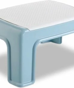 BUDDLEY Opstapje Blauw Wit Klein Krukje Kinderen Krukje Opstapkrukje Keuken Krukje Badkamer Toilet Opstapje Kind Opstapjes Opstapje Keuken Trapje