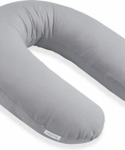Baby's Only Voedingskussen - Zwangerschapskussen - Zijslaapkussen - Lichaamskussen Breeze - Grijs - 180 Cm