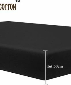 PURE HOME COTTON Hoeslaken 120x200 Katoen - Tot (30cm) - Jersey - Meer Kleuren - Strijkvrij - Lange Levensduur - Zwart -Sophie Shop 550x440 12