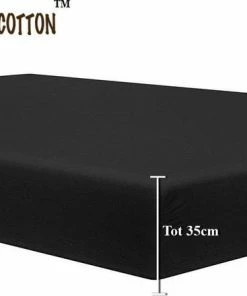 PURE HOME COTTON Hoeslaken 180x200/220 Katoen - Tot (30cm) - Jersey - Meer Kleuren - Strijkvrij - Lange Levensduur - Zwart -Sophie Shop 550x440 16