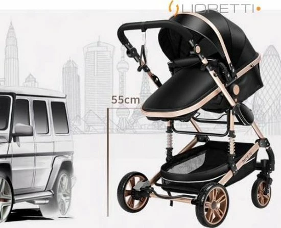 Merkloos Lioretti Luxe Baby Buggy 3 In 1 | Baby Wagen | Kinderwagen Met Stoel En Wieg | Inklapbaar | Hoge Kwaliteit | Combi | Zwart 8 Merkloos Lioretti Luxe Baby Buggy 3 In 1 | Baby Wagen | Kinderwagen Met Stoel En Wieg | Inklapbaar | Hoge Kwaliteit | Combi | Zwart - Afbeelding 6