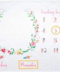 Flouer Mijlpaaldeken Bloemen - Milestone Deken - Kraamcadeau Meisje - Mijlpaaldeken Baby - Babyshower Meisje - Cadeau Baby Meisje - Kraamcadeautjes - Mijlpaal Deken - Milestone Blanket - Babyshower Cadeau
