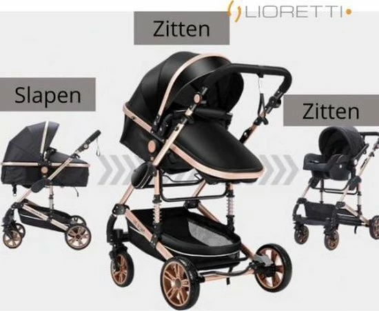 Merkloos Lioretti Luxe Baby Buggy 3 In 1 | Baby Wagen | Kinderwagen Met Stoel En Wieg | Inklapbaar | Hoge Kwaliteit | Combi | Zwart 20 Merkloos Lioretti Luxe Baby Buggy 3 In 1 | Baby Wagen | Kinderwagen Met Stoel En Wieg | Inklapbaar | Hoge Kwaliteit | Combi | Zwart - Afbeelding 18