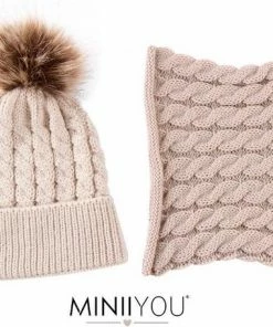 Merkloos MINIIYOU - Set Muts En Colsjaal - Baby 3-9 Mnd - Beige