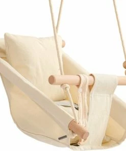 Hippe Schommels Baby / Kinder Schommel - Baby Swing OffWhite - Ergonomische Schommelstoel - Inclusief Zachte Kussens, Veiligheidsriem En Bevestigingsmaterialen -Sophie Shop 550x457 4