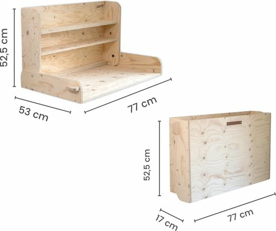 Wandcommode & Bureau - Medium- Greep Zwart Leer - Compact - Opklapbaar- Gecertificeerd - Babywoods 17 Wandcommode & Bureau - Medium- Greep Zwart Leer - Compact - Opklapbaar- Gecertificeerd - Babywoods - Afbeelding 15