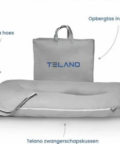 Telano Zwangerschapskussen 100% Katoen XXL | Extra Hoes En Opbergtas | 100% Katoenen Hoes | 2500 Gram Vulling| Voedingskussen | U Vorm | Extra Groot | Zijslaapkussen | Grijs -Sophie Shop 550x463 1