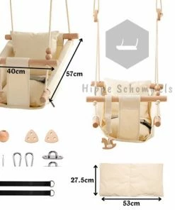 Hippe Schommels Baby / Kinder Schommel - Baby Swing OffWhite - Ergonomische Schommelstoel - Inclusief Zachte Kussens, Veiligheidsriem En Bevestigingsmaterialen -Sophie Shop 550x466 4