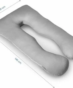 Telano Zwangerschapskussen 100% Katoen XXL | Extra Hoes En Opbergtas | 100% Katoenen Hoes | 2500 Gram Vulling| Voedingskussen | U Vorm | Extra Groot | Zijslaapkussen | Grijs -Sophie Shop 550x476