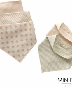 MINIIYOU Bandana Slabbetjes - Puntslabbetjes - Biologisch Katoen - Beige - 5 Stuks