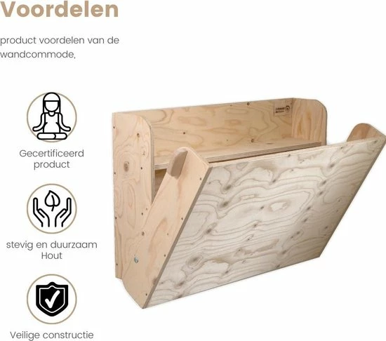 Wandcommode & Bureau - Medium- Greep Zwart Leer - Compact - Opklapbaar- Gecertificeerd - Babywoods 16 Wandcommode & Bureau - Medium- Greep Zwart Leer - Compact - Opklapbaar- Gecertificeerd - Babywoods - Afbeelding 14