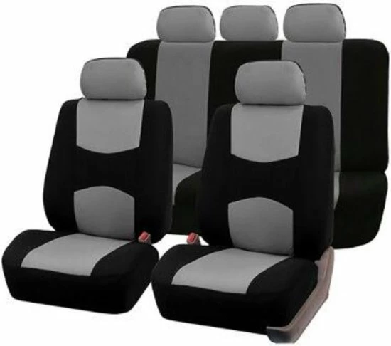 WiseGoods - Premium Auto Stoelhoezen - Stoelhoes Universeel - Auto Beschermen - Covers - Hoes Voor Stoel - Set - Zwart / Grijs 3 WiseGoods - Premium Auto Stoelhoezen - Stoelhoes Universeel - Auto Beschermen - Covers - Hoes Voor Stoel - Set - Zwart / Grijs