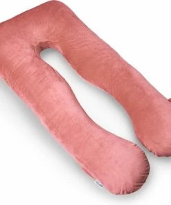 TELANO Velvet Zwangerschapskussen Hoes XXL Roze Met GOUDEN Rits | 145 X 80cm|High Quality Zachte Velvet|Voedingskussen Hoes -Sophie Shop 550x491 1