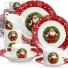 MAMAISON Kerst Servies Set - 30 Stuk Porselein - Kerst Patroon - Gift Servies - Set Met Cup, Schotel, Dessert, Soep, Diner Bord Servies - Set 30 Stuk -Sophie Shop 550x491 2